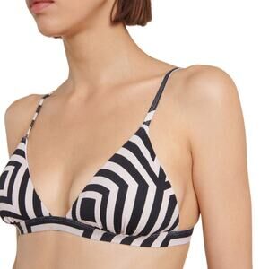 ALEXANDRA MIRO Sienna printed bikini top in ecru and black NWT Size Large
